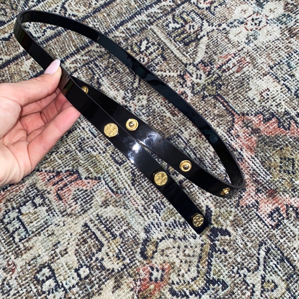 Tory Burch patent skinny belt